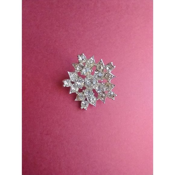 Bogoff Signed Rhinestone Brooch Silver Tone Star Snowflake - Picture 1 of 8
